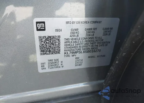 2025 Chevrolet Trailblazer Fwd Lt from USA, damaged, VIN KL79MPSL8SB016270